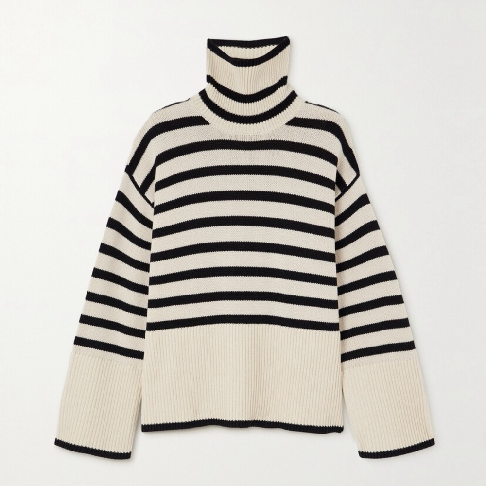 NWT Toteme Stripe Wool Blend Turtleneck Sweater M